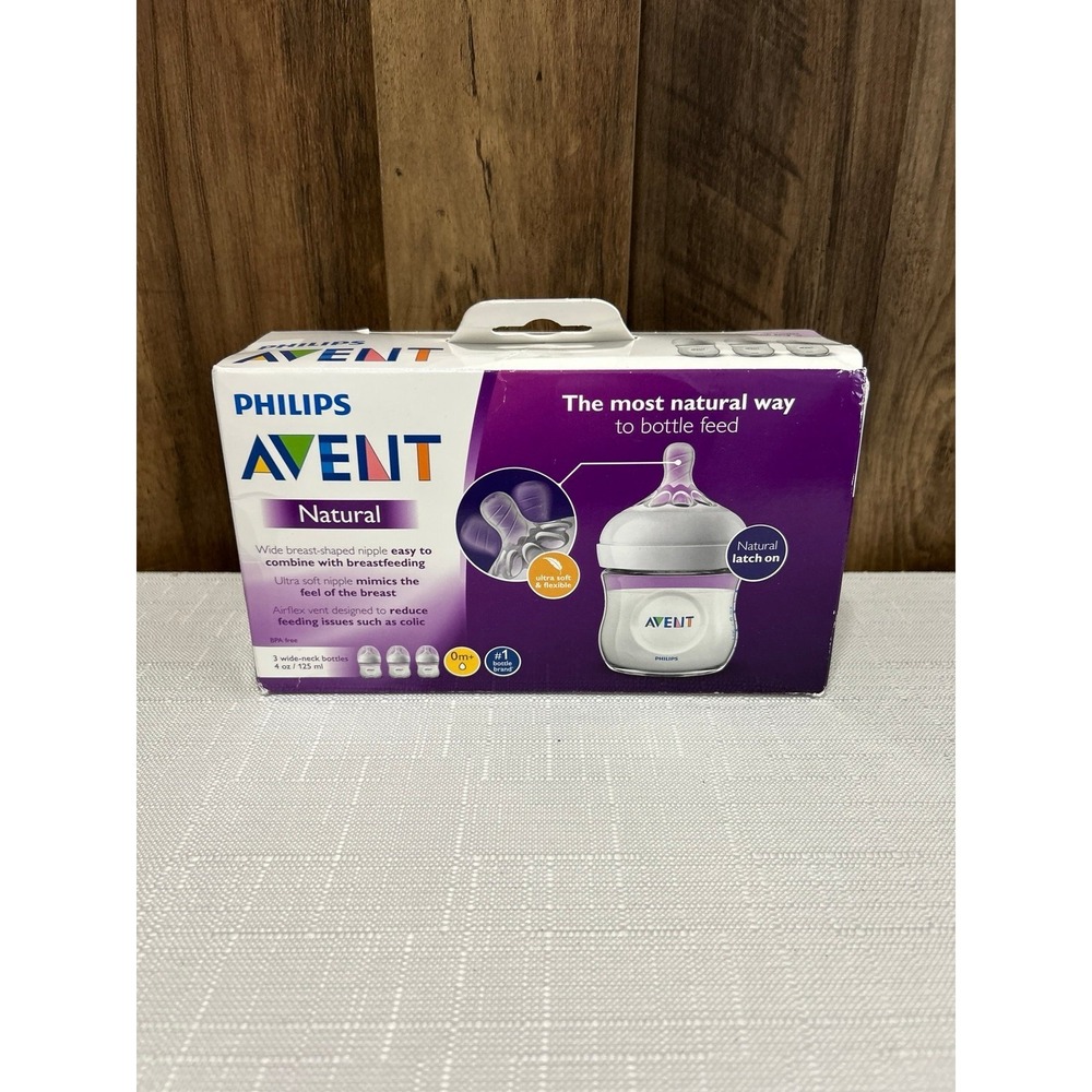 Philips AVENT Natural 3 Wide Neck Bottles 4oz/125ml 0m+ New In Box